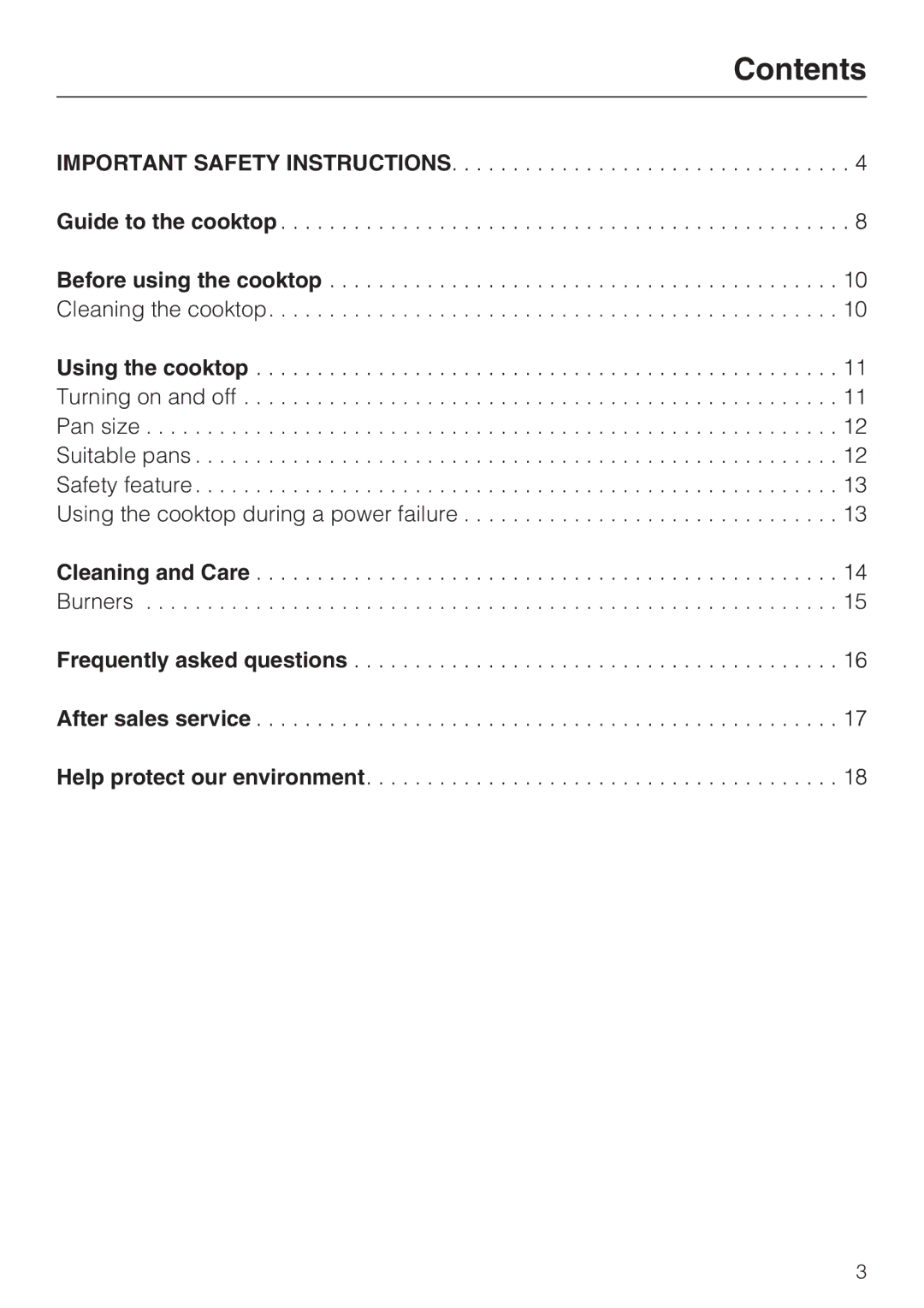 Miele KM 360 operating instructions Contents 