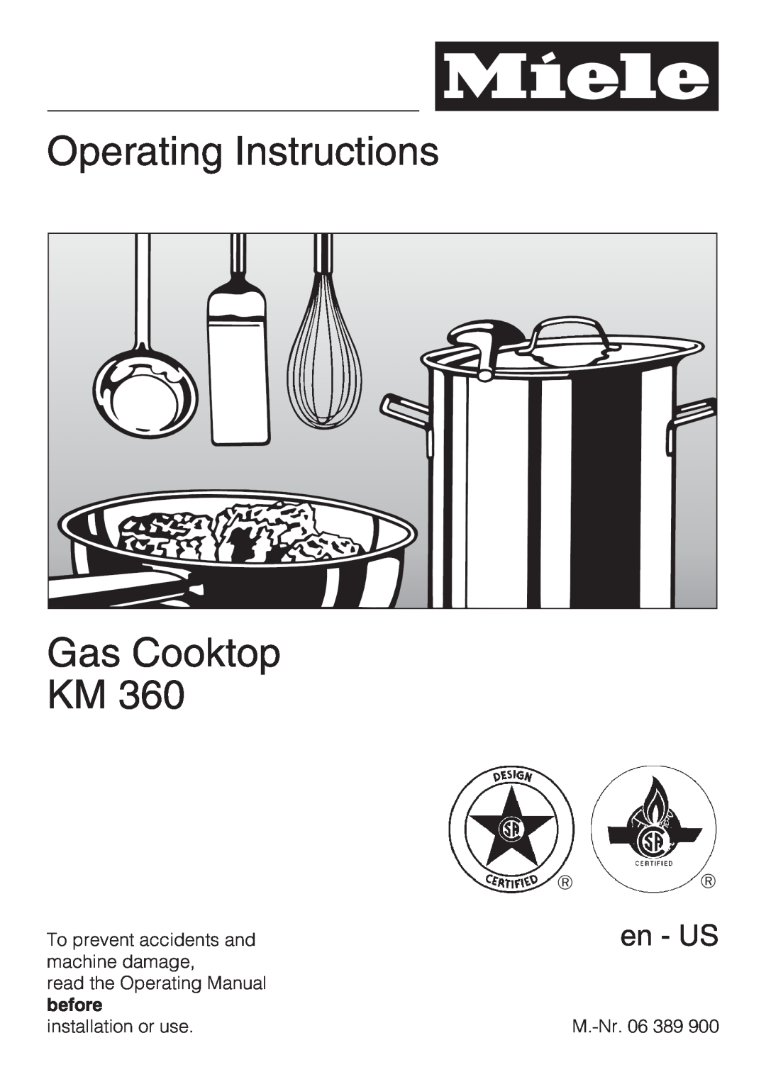 Miele KM 360 operating instructions Operating Instructions Gas Cooktop KM, en - US 