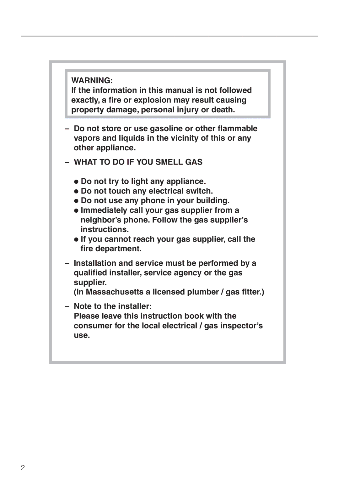 Miele KM 391 manual What to do if YOU Smell GAS 