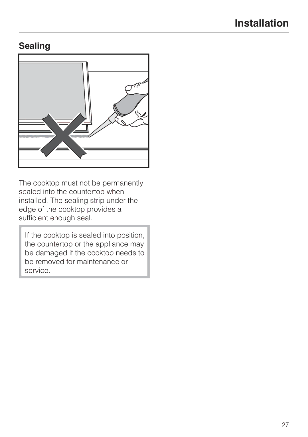 Miele KM 391 manual Sealing 