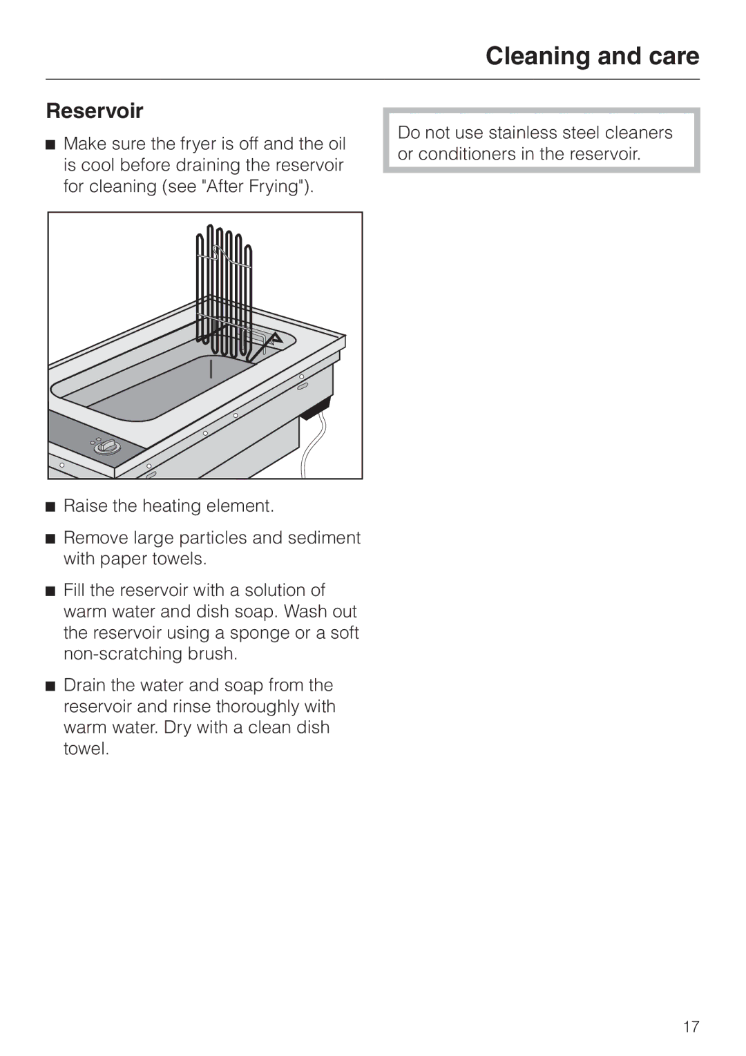 Miele KM 403 manual Reservoir 