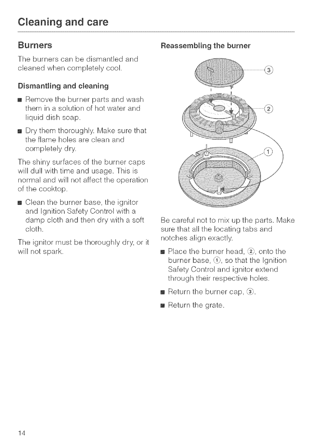 Miele KM 404 manual Cleaning and care 