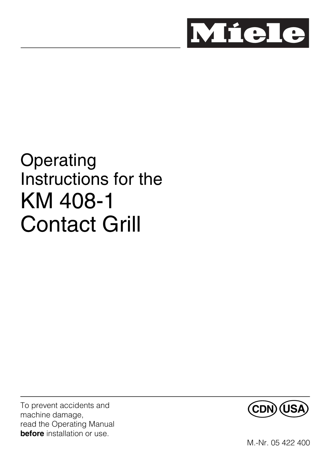 Miele KM 408-1 manual Contact Grill 