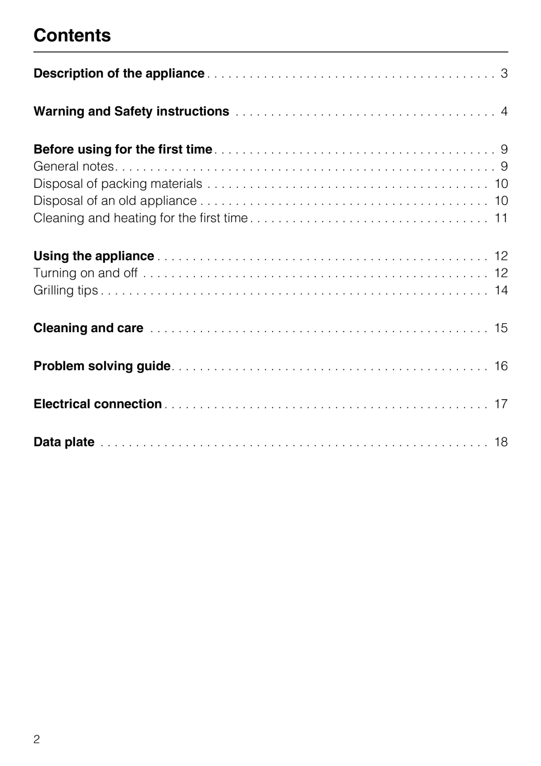 Miele KM 408-1 manual Contents 