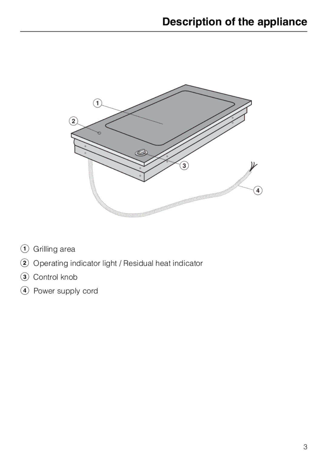 Miele KM 408-1 manual Description of the appliance 