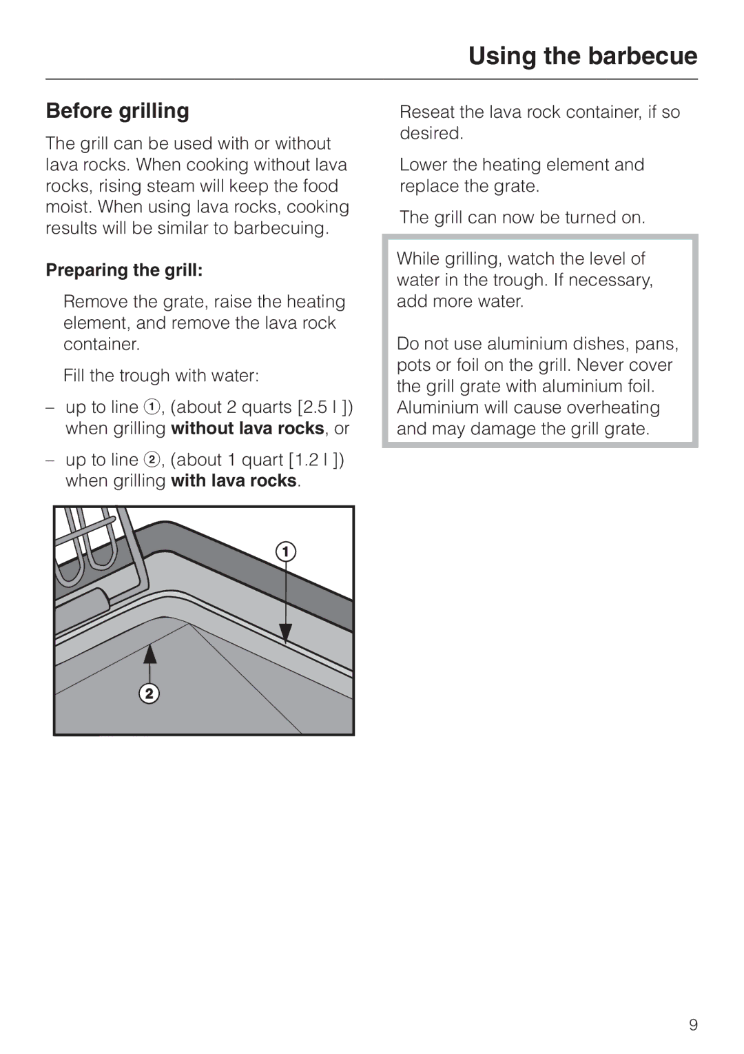 Miele KM 411 manual Using the barbecue, Before grilling, Preparing the grill 