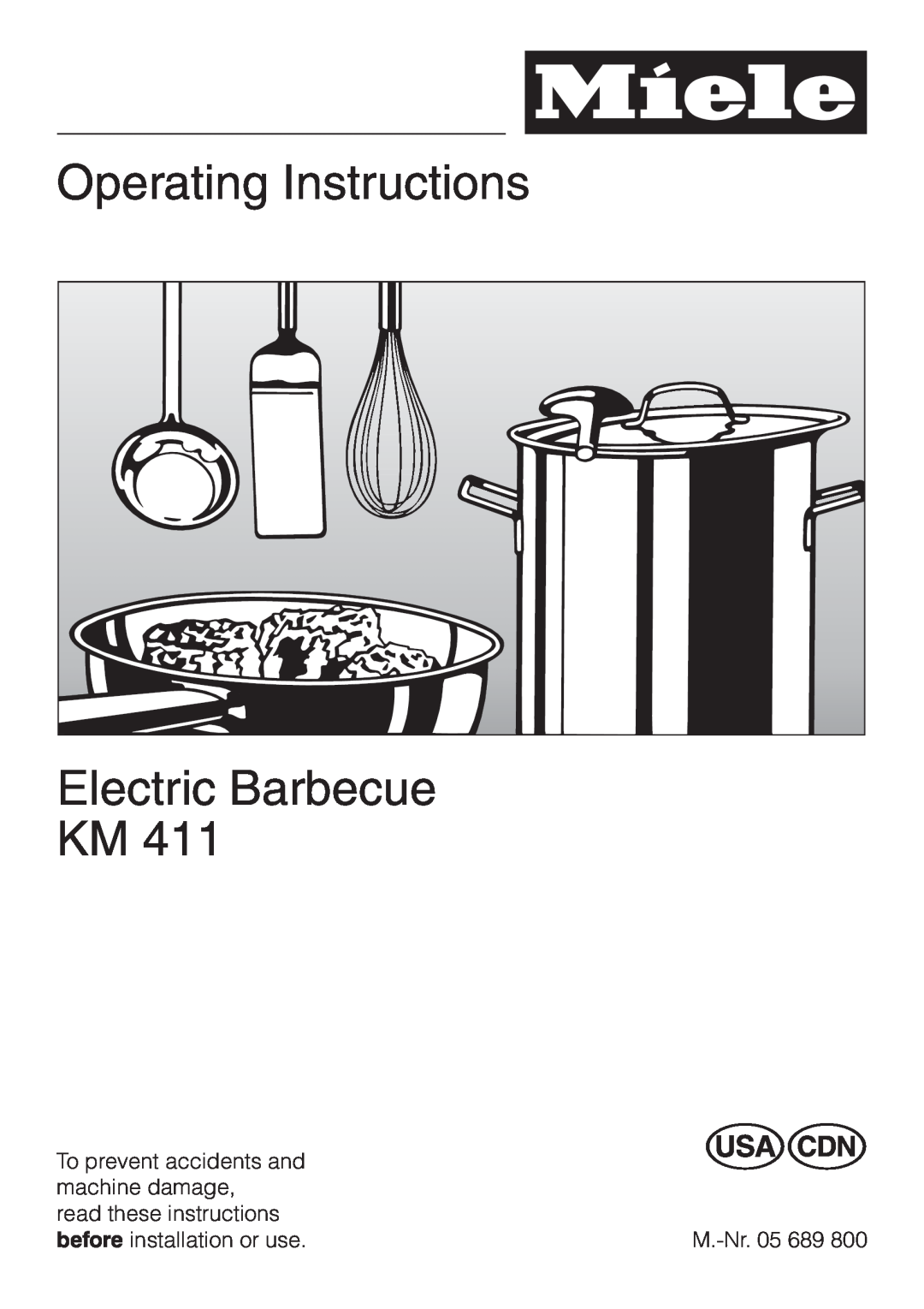 Miele KM 411 manual Operating Instructions Electric Barbecue KM 