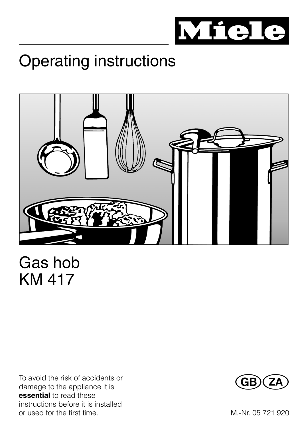Miele KM 417 manual Operating instructions Gas hob KM 