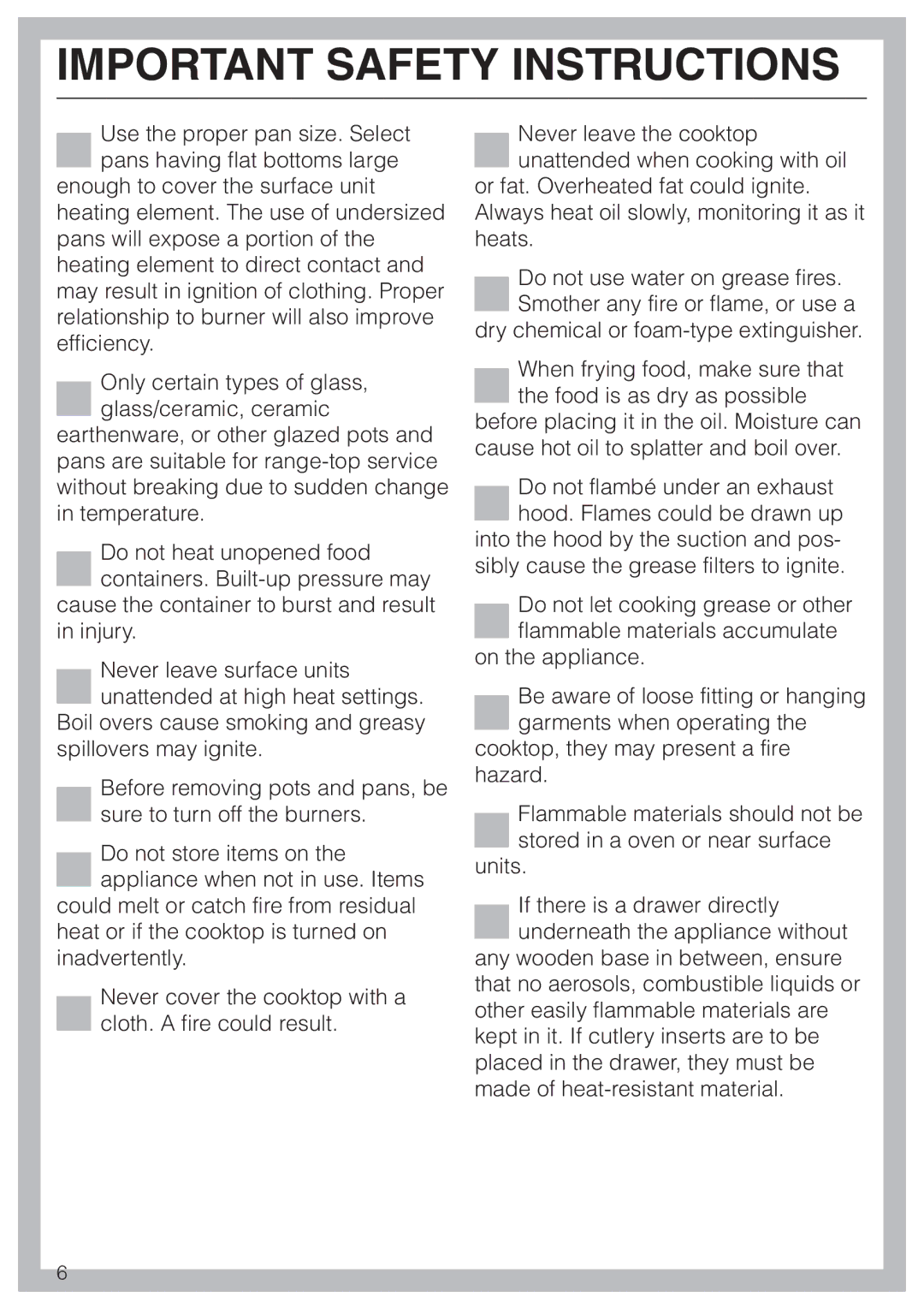 Miele KM 443 operating instructions Important Safety Instructions 