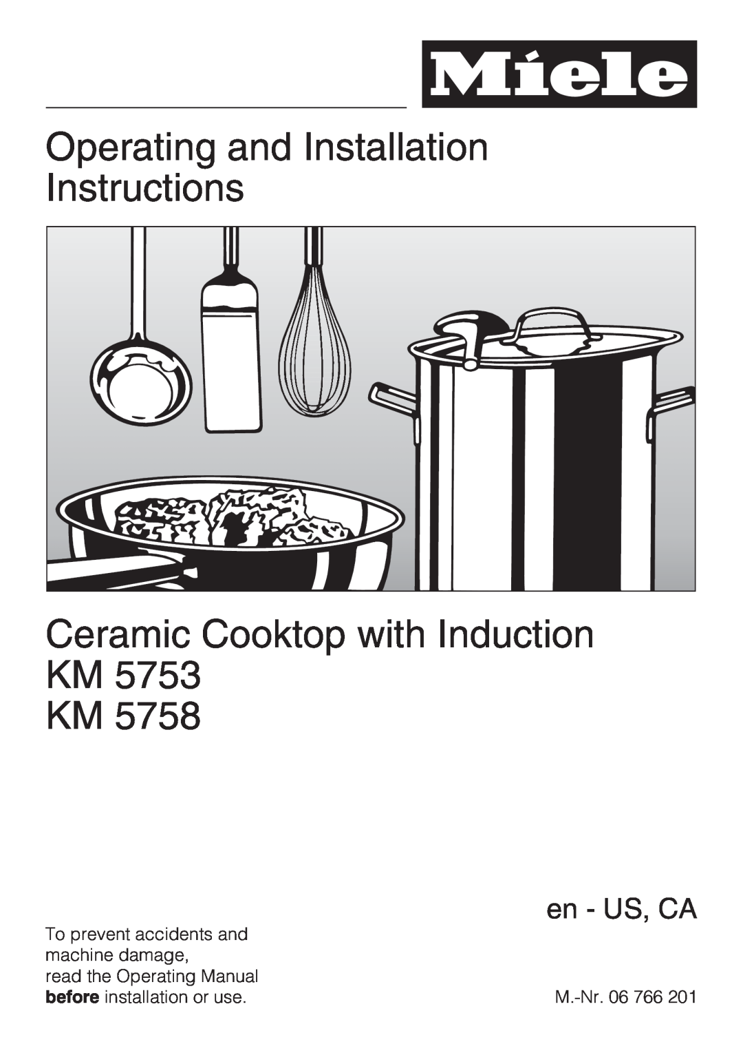 Miele KM 5753 installation instructions Operating and Installation Instructions, Ceramic Cooktop with Induction KM KM 