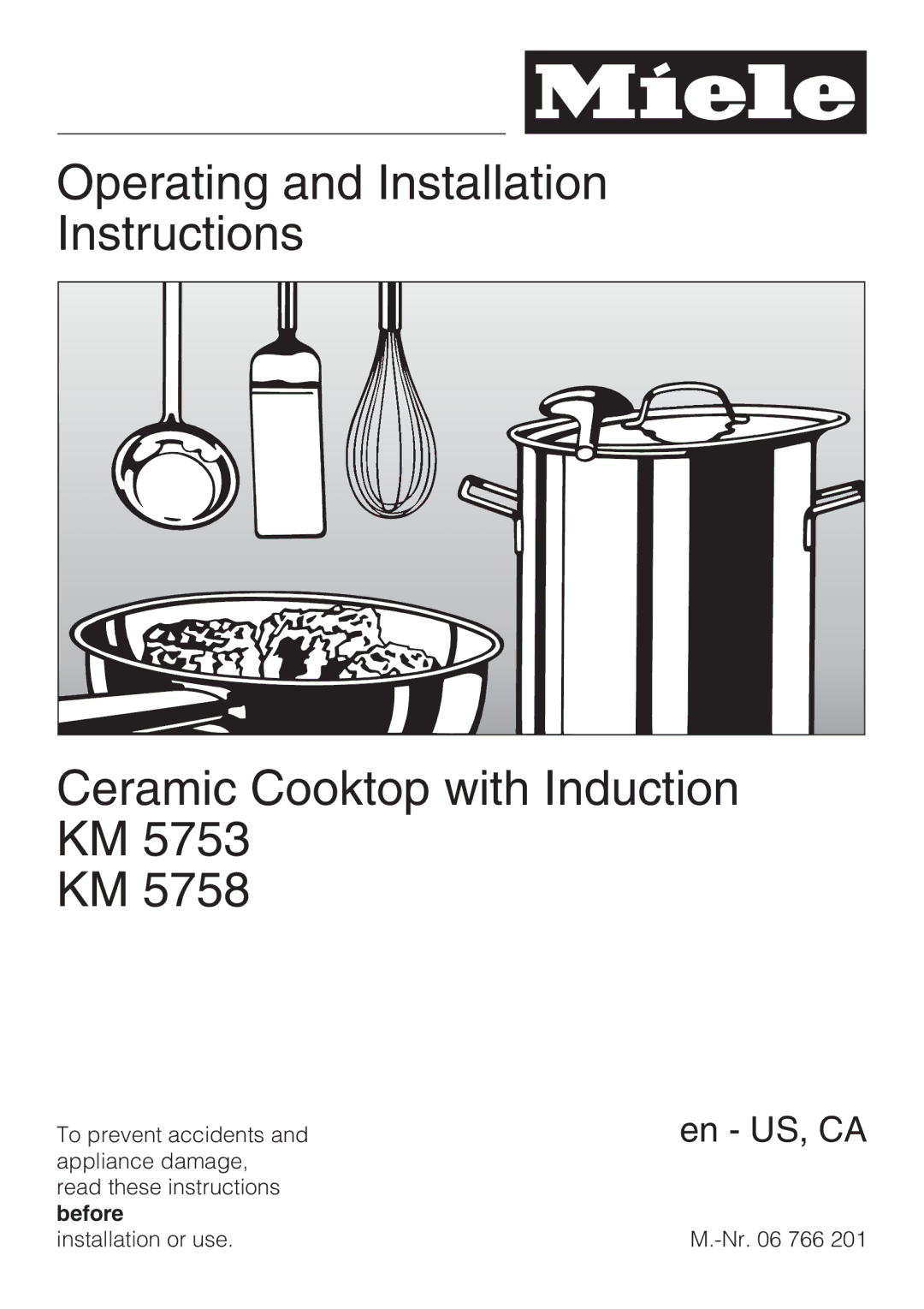 Miele KM 5753, KM 5758 installation instructions En US, CA 