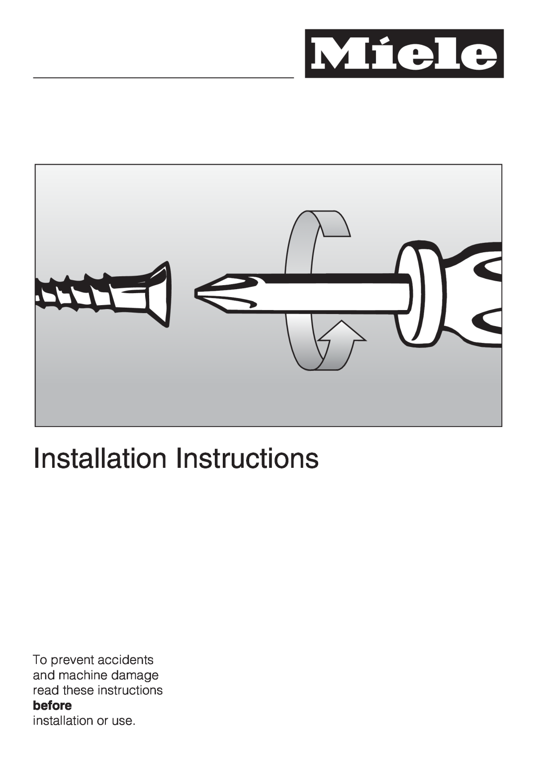 Miele KM 5753, KM 5758 installation instructions Installation Instructions, installation or use 