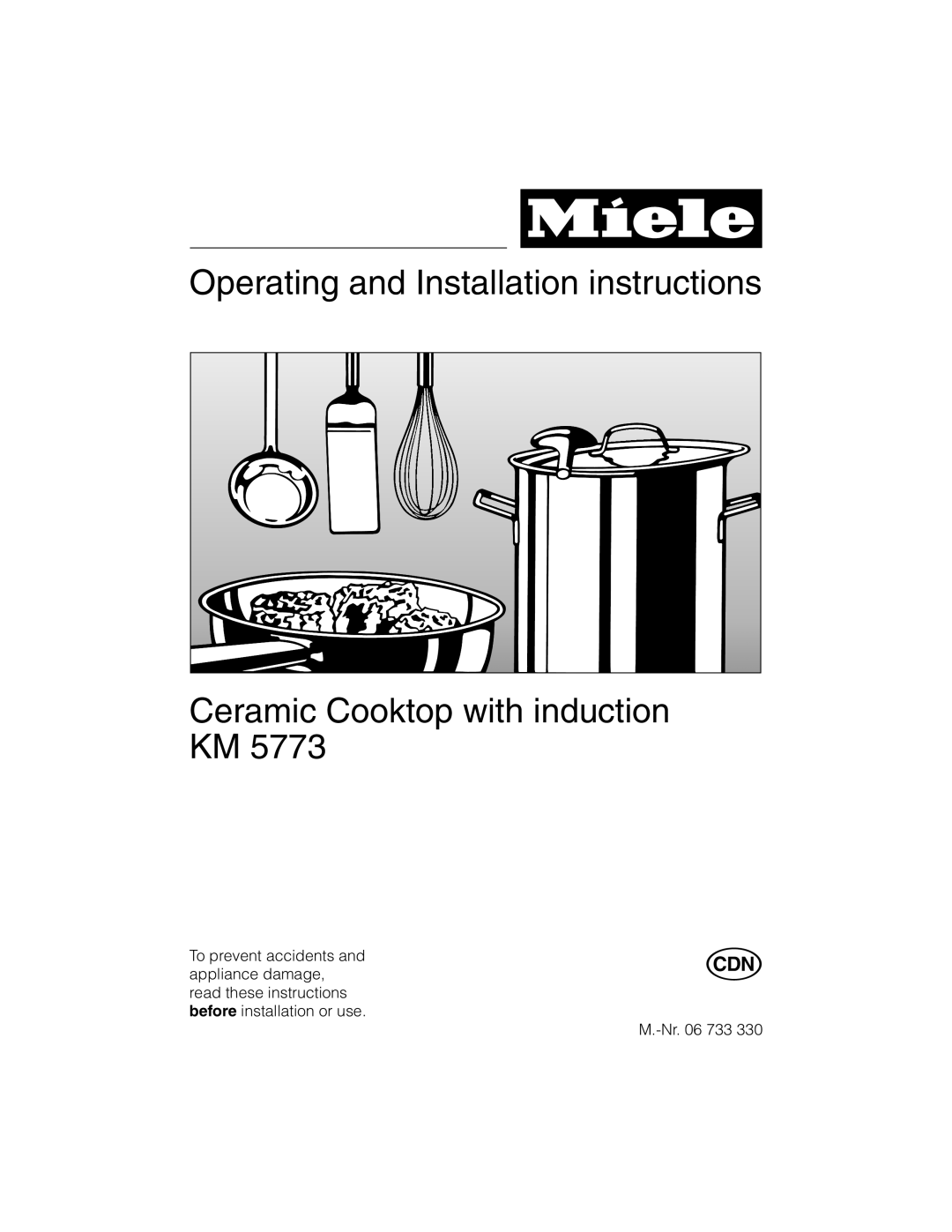 Miele KM 5773 installation instructions Operating and Installation instructions, Ceramic Cooktop with induction KM 