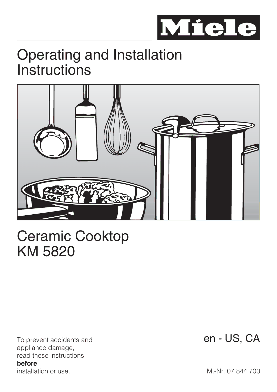 Miele KM 5820 installation instructions Operating and Installation Instructions Ceramic Cooktop 