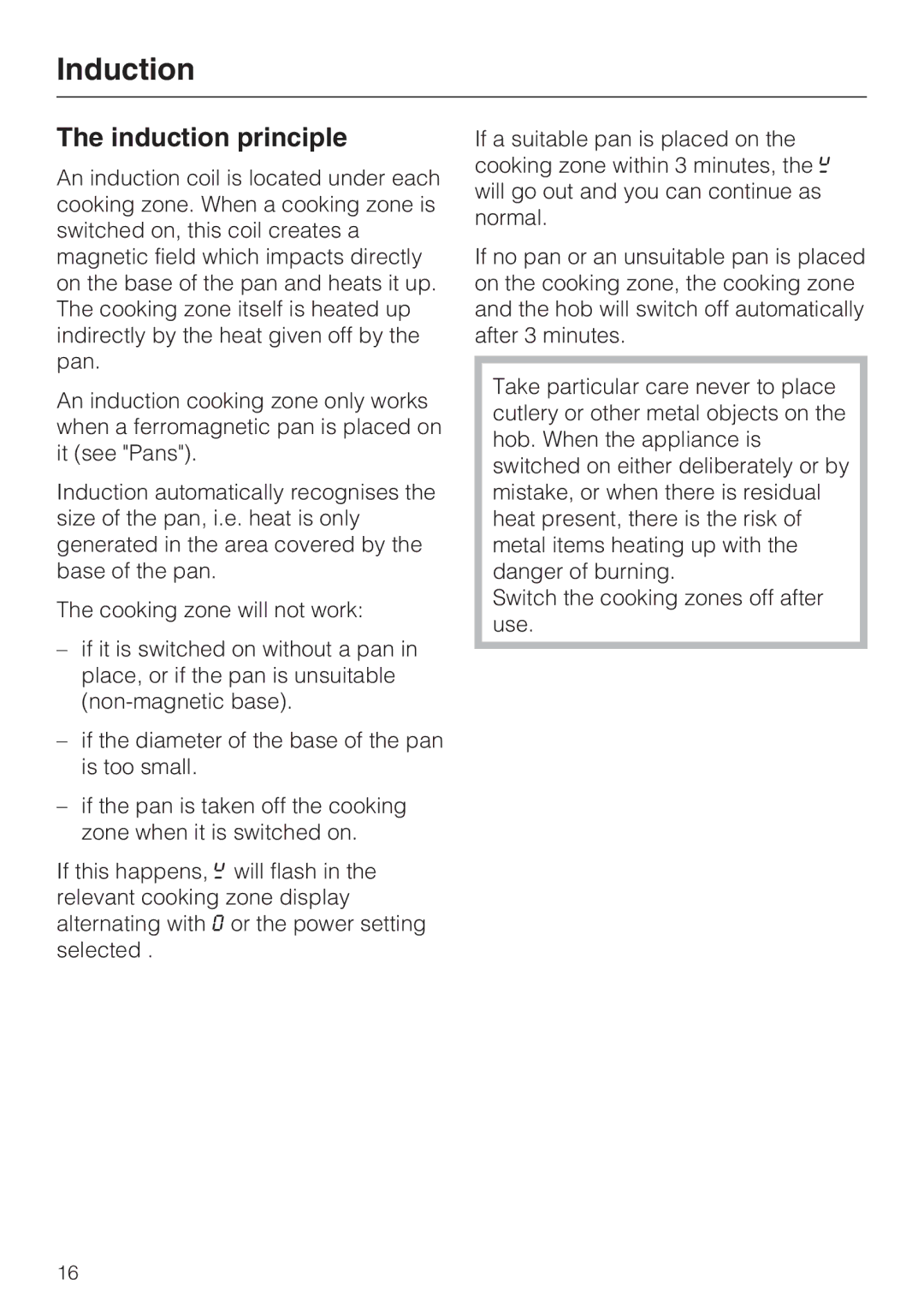 Miele KM 5940, KM 5950 installation instructions Induction principle 