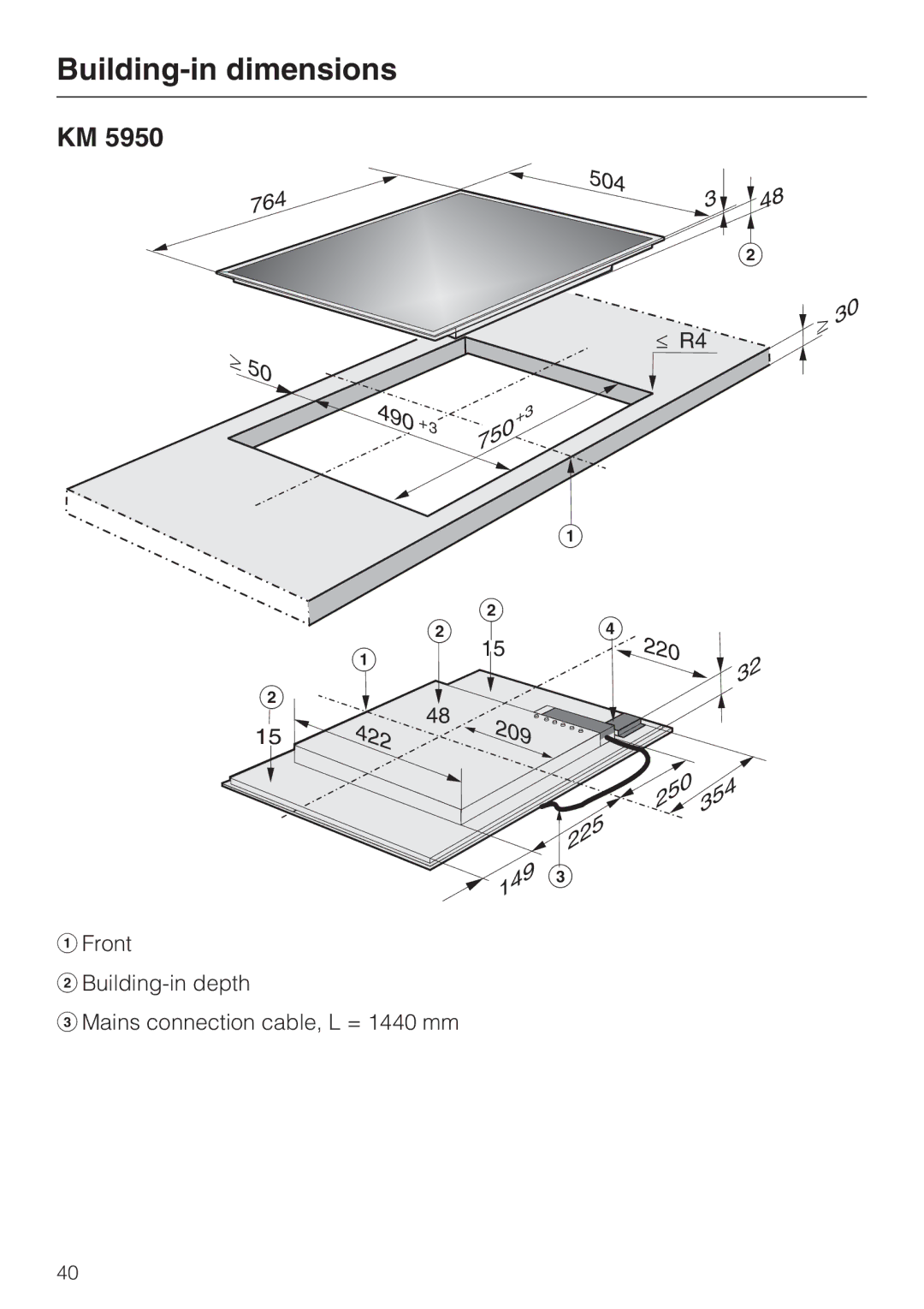 Miele KM 5940, KM 5950 installation instructions 220 