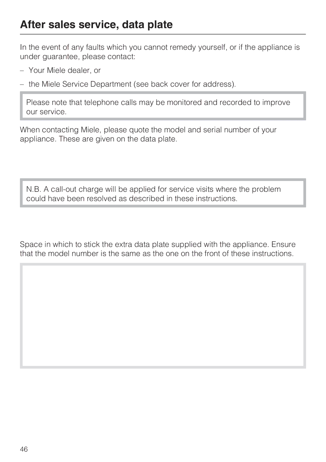 Miele KM 5940, KM 5950 installation instructions After sales service, data plate 