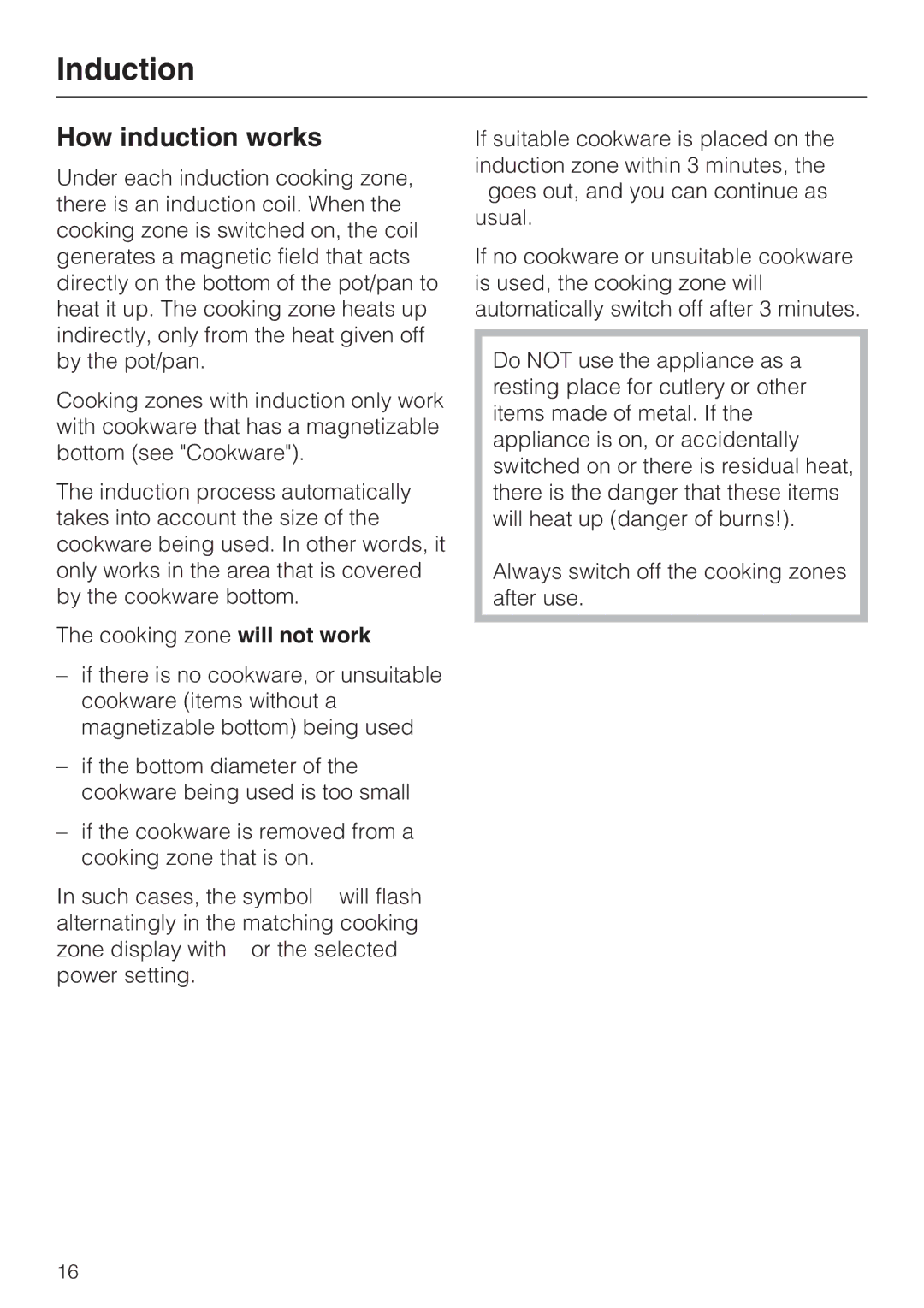 Miele KM 5993, KM 5987 installation instructions Induction, How induction works 