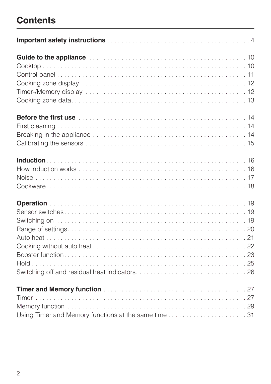 Miele KM 5993, KM 5987 installation instructions Contents 