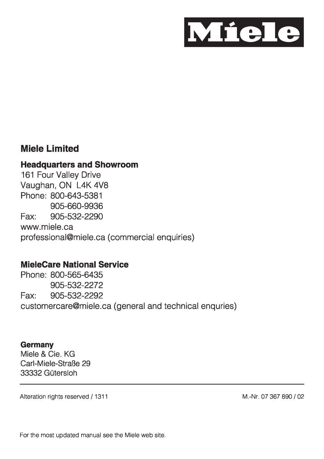 Miele KM 5993, KM 5987 installation instructions Alteration rights reserved, M.-Nr.07 