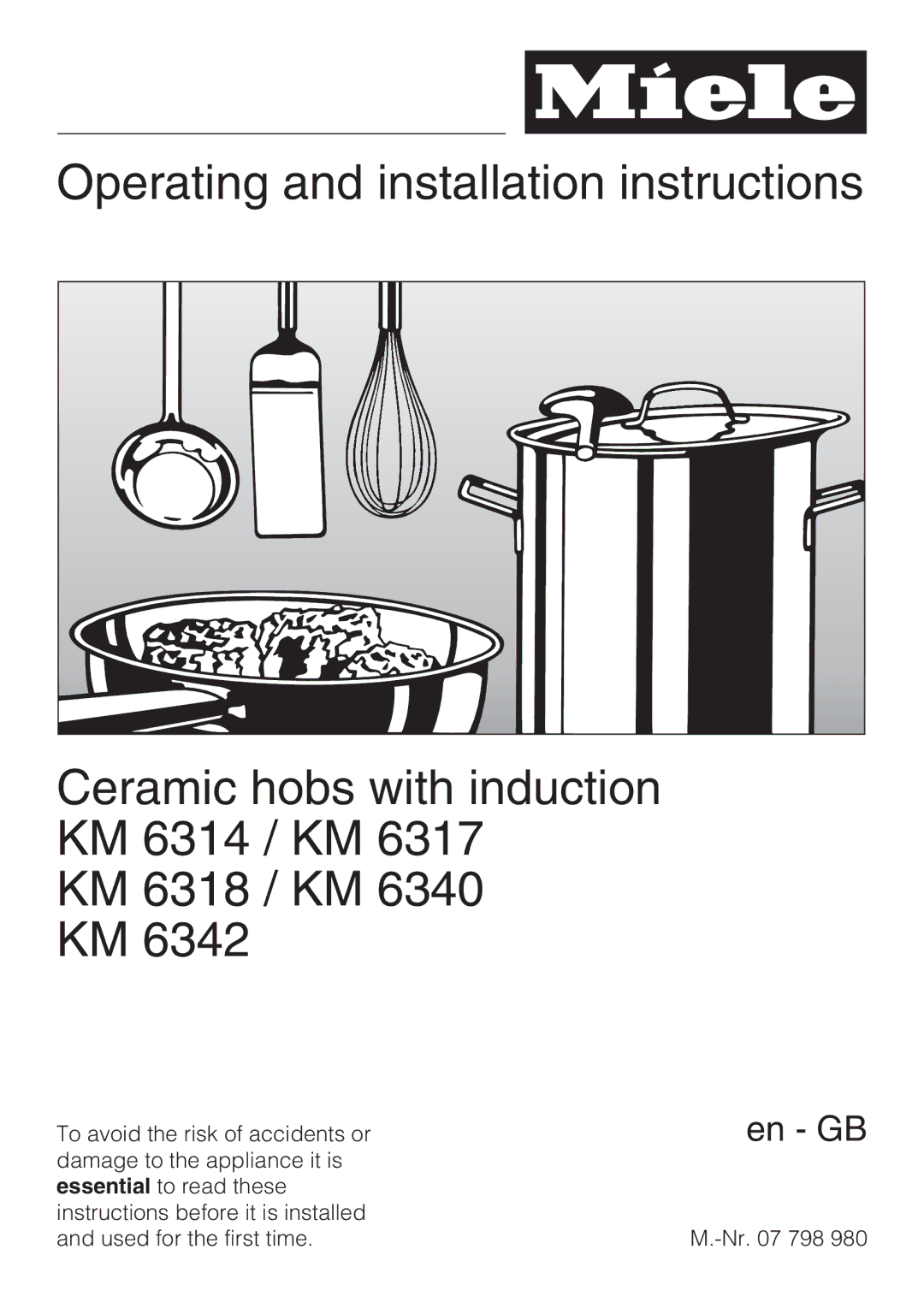 Miele KM 6342, KM 6340, KM 6314, KM 6317, KM 6318 installation instructions En GB 