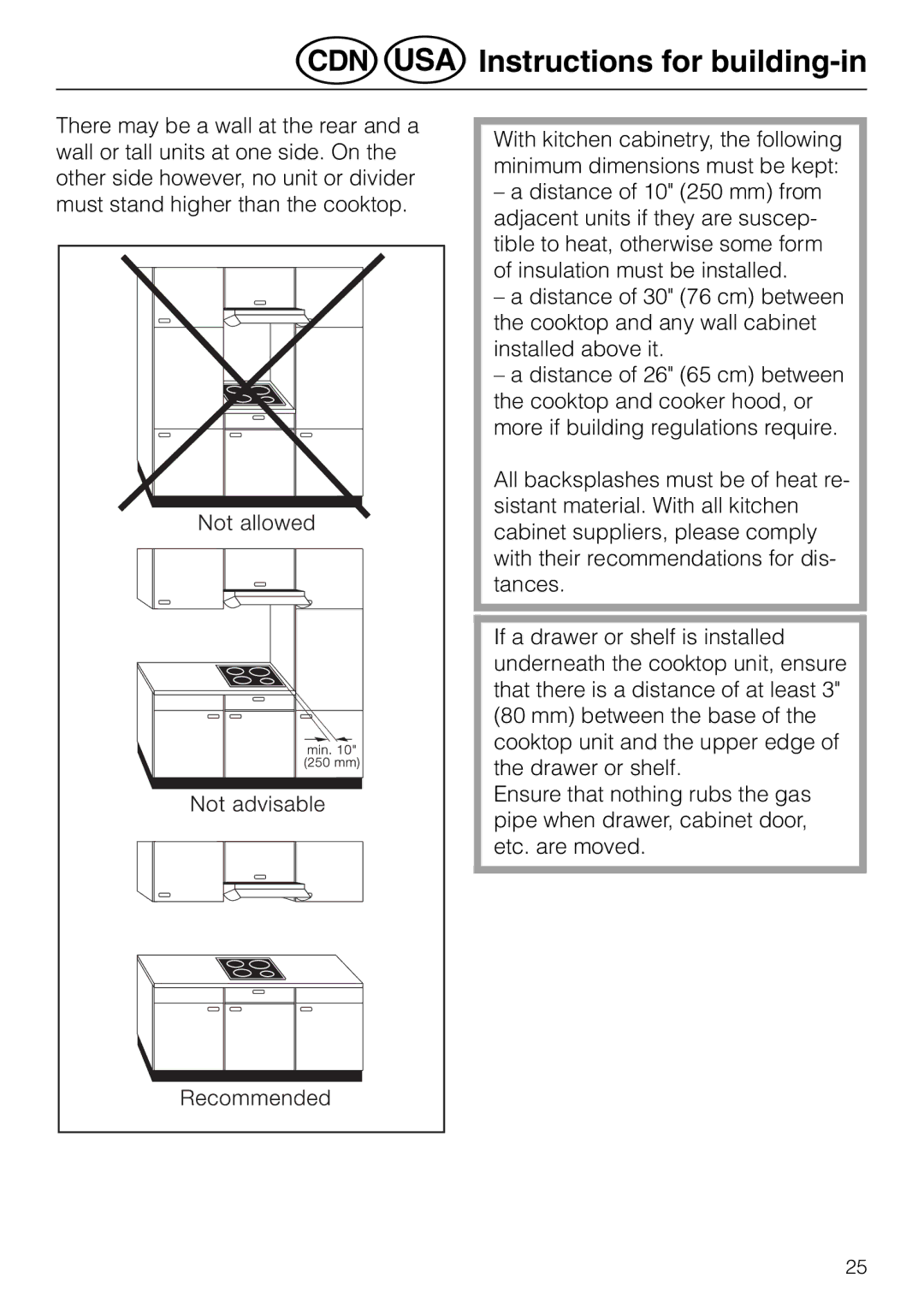 Miele KM 81-2 operating instructions ÖInstructions for building-in 