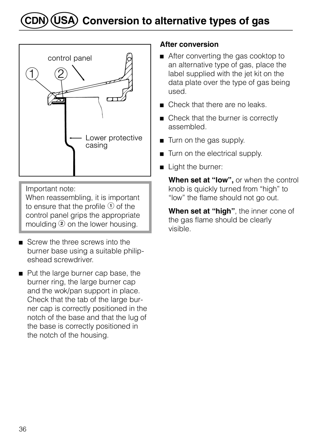 Miele KM 81-2 operating instructions After conversion 