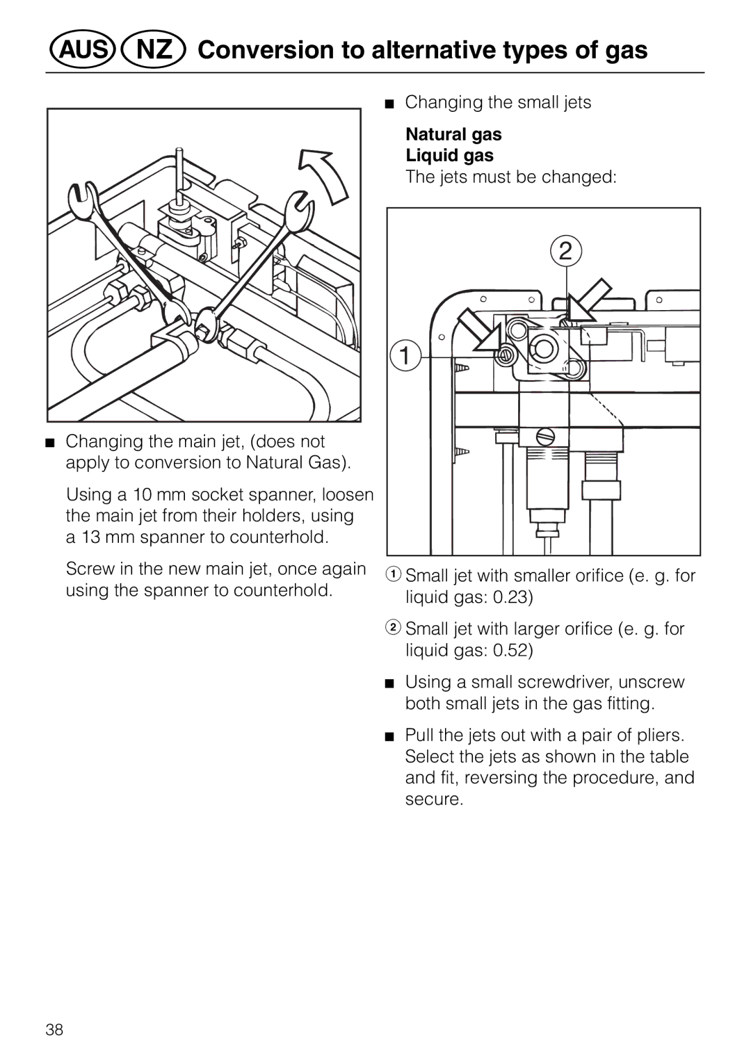 Miele KM 81-2 operating instructions Natural gas Liquid gas 