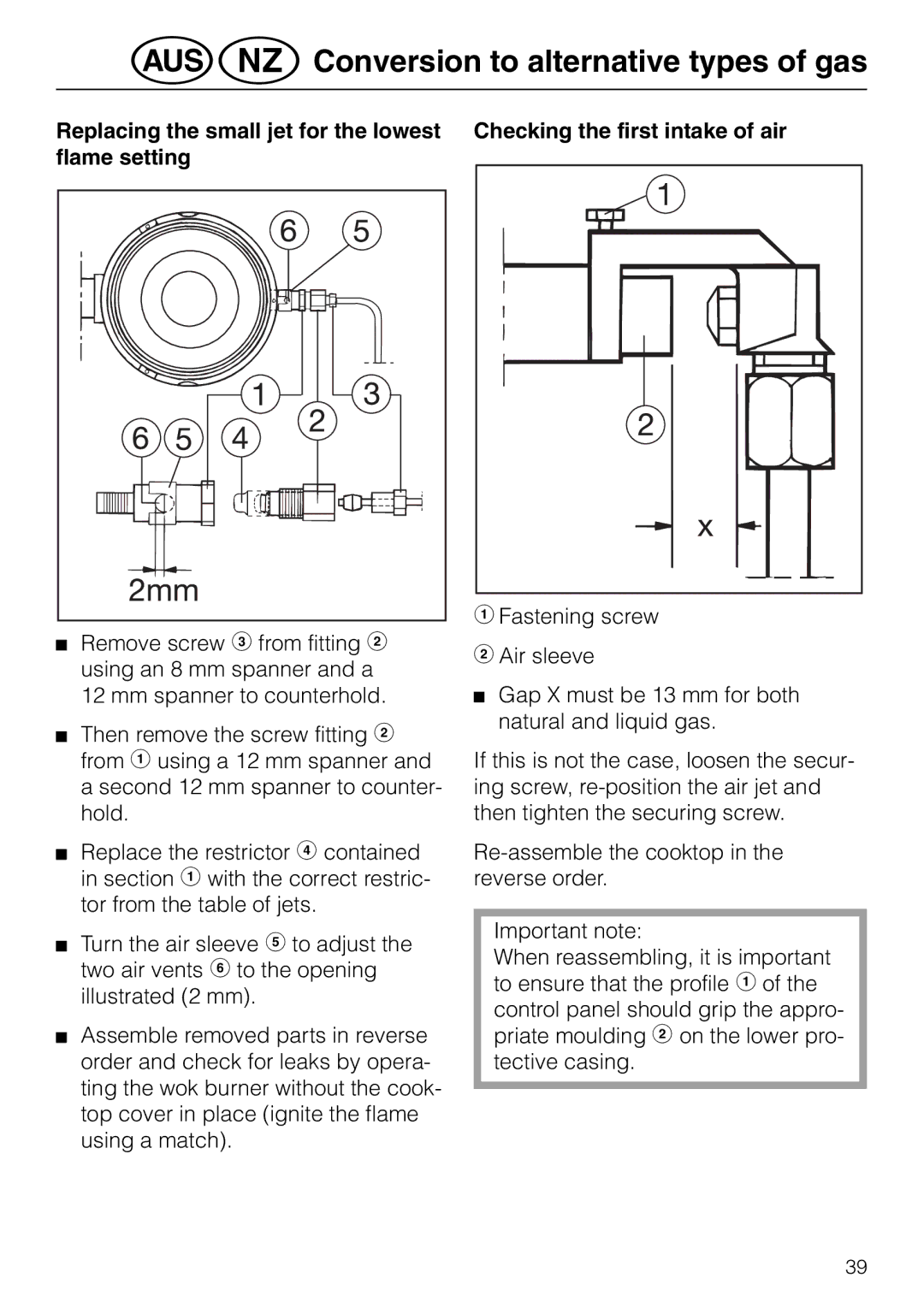 Miele KM 81-2 operating instructions @äConversion to alternative types of gas 