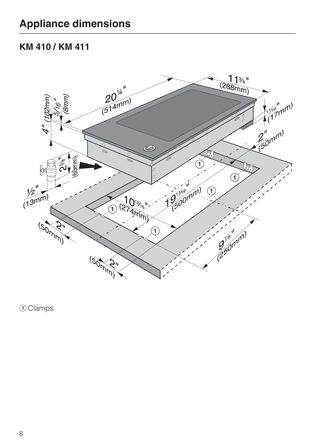 Miele KM402, KM410 installation instructions KM 410 / KM 