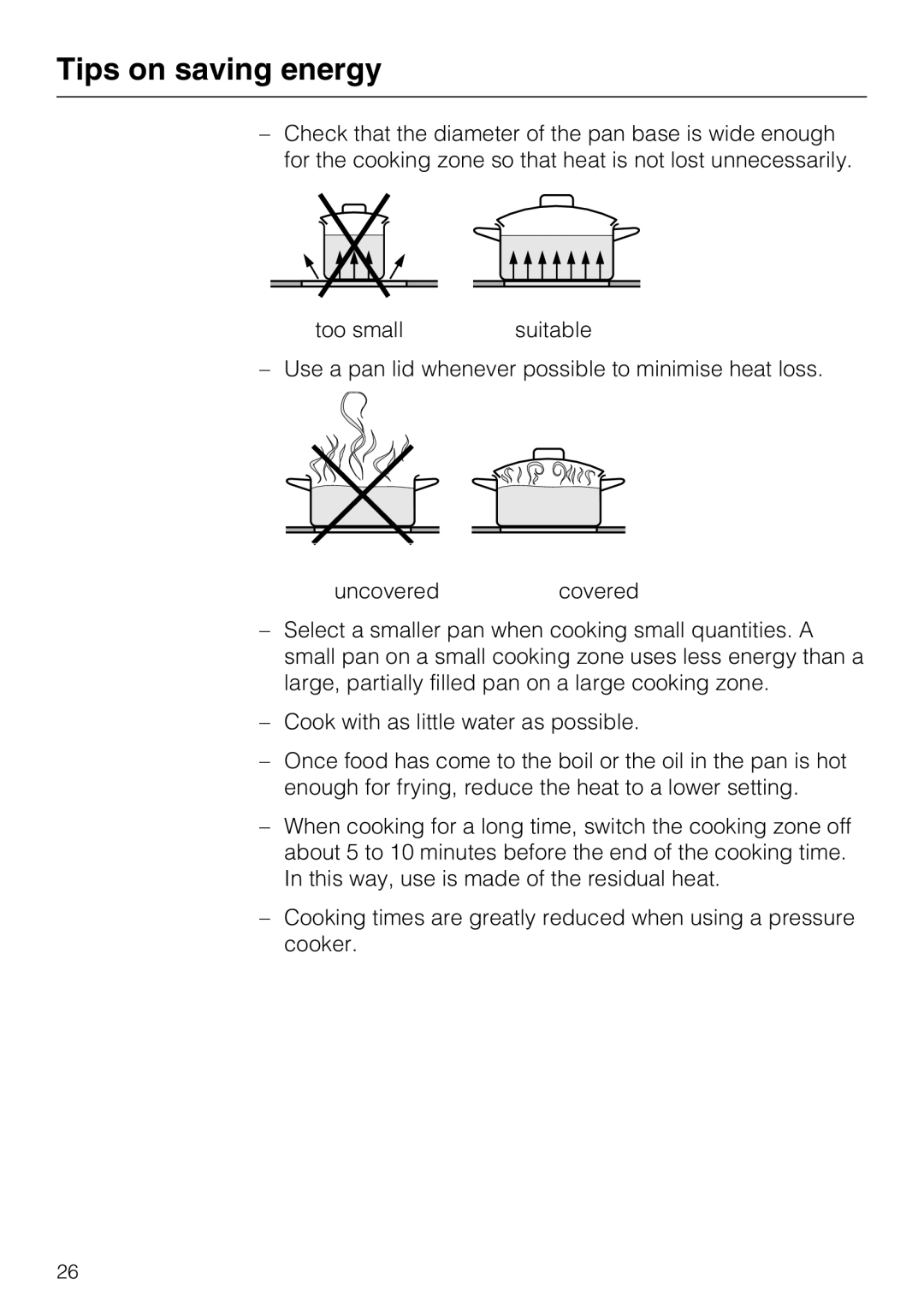 Miele KM5600, KM5617 installation instructions Tips on saving energy 