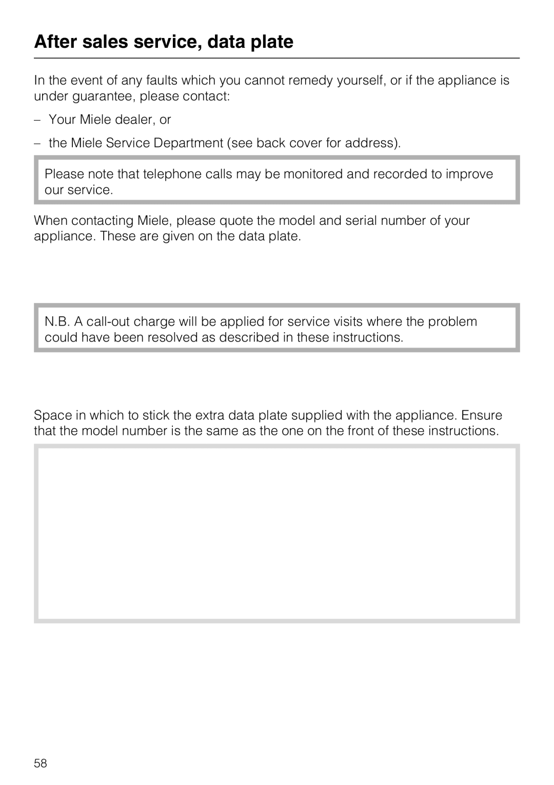 Miele KM5600, KM5617 installation instructions After sales service, data plate 