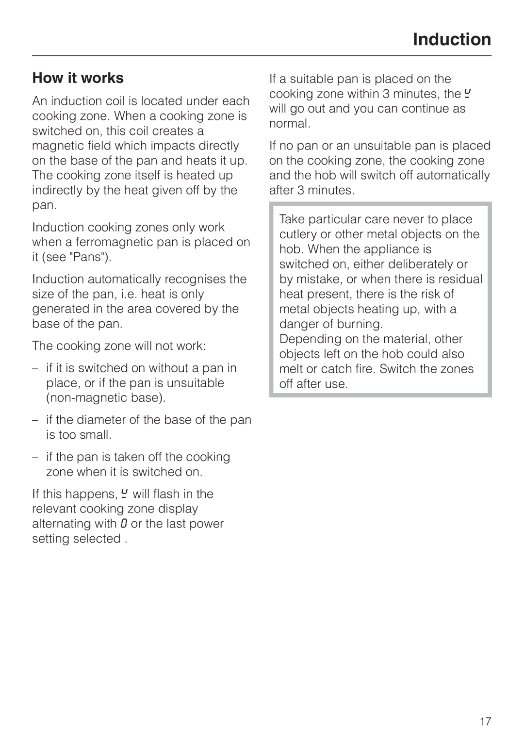 Miele KM5773 installation instructions Induction, How it works 