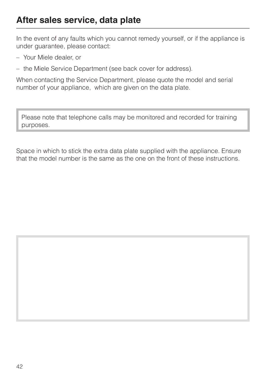 Miele KM5773 installation instructions After sales service, data plate 