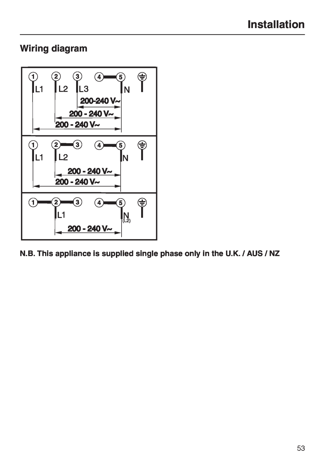 Miele KM5773 installation instructions Wiring diagram, Installation 