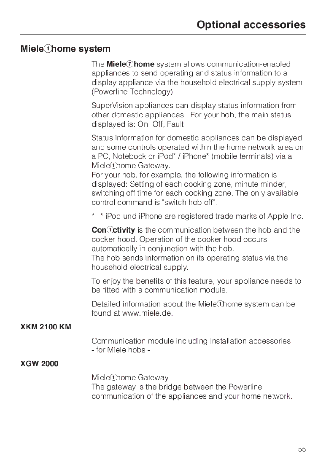 Miele KM6322, KM6323, KM6347, KM6348 installation instructions Mielehome system, XKM 2100 KM, Xgw 