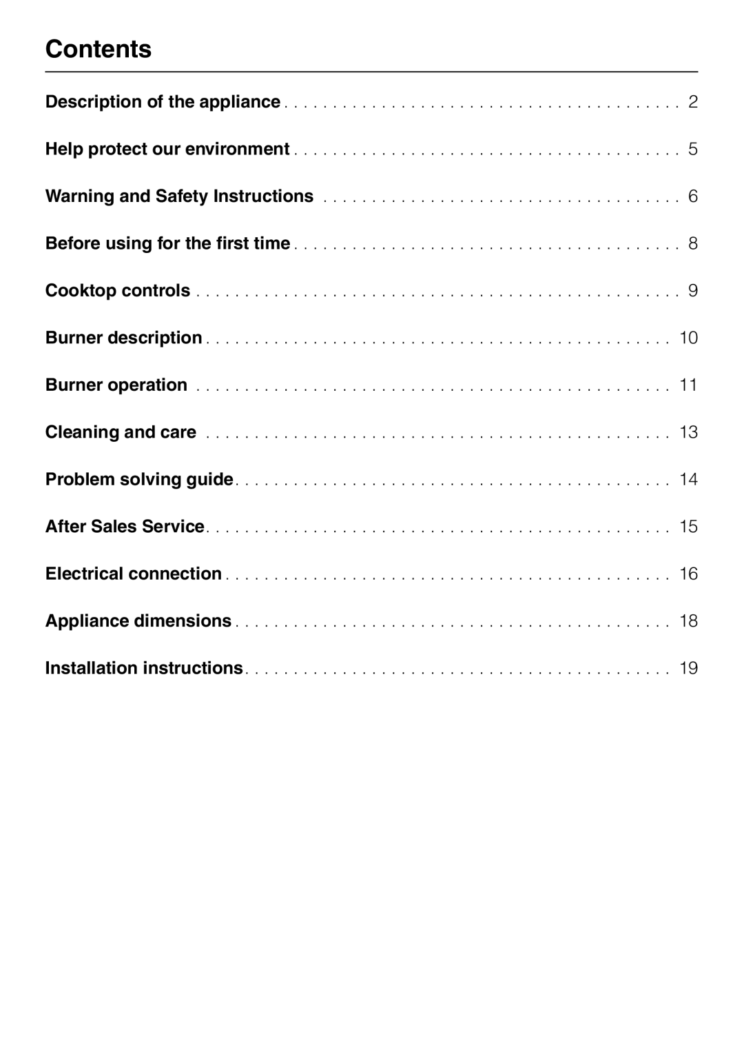 Miele KM82-2, KM 92-2 manual Contents 