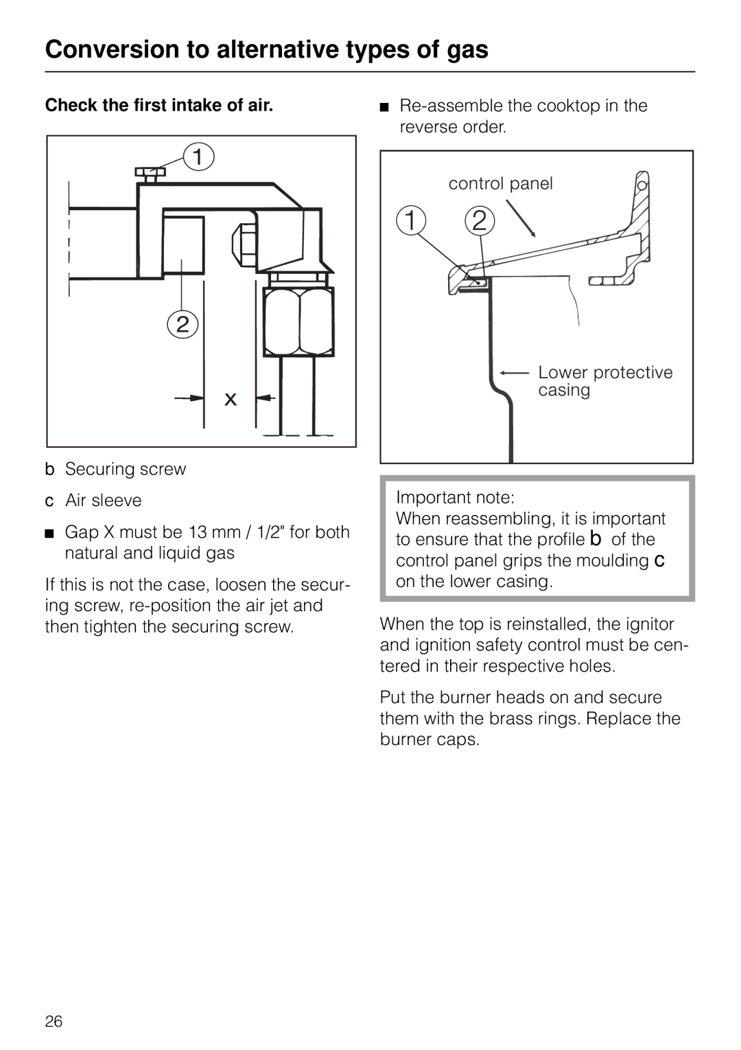 Miele KM83-2, KM 93-2 manual Check the first intake of air 