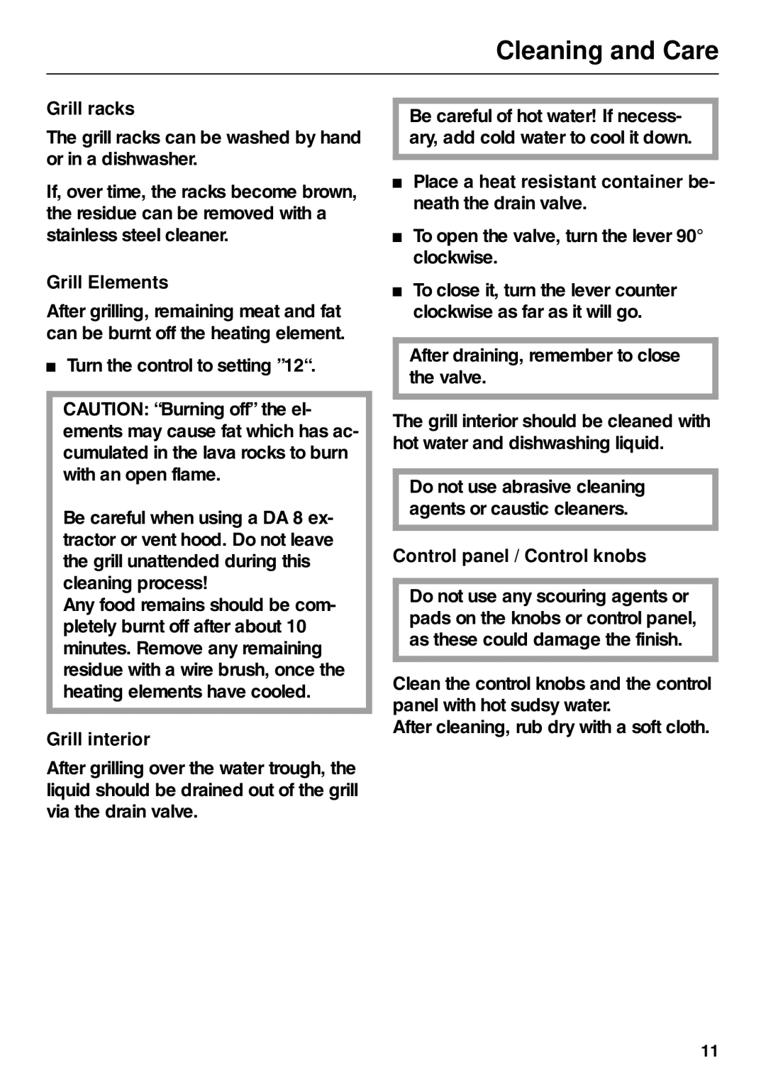 Miele KM88-2 operating instructions Cleaning and Care 