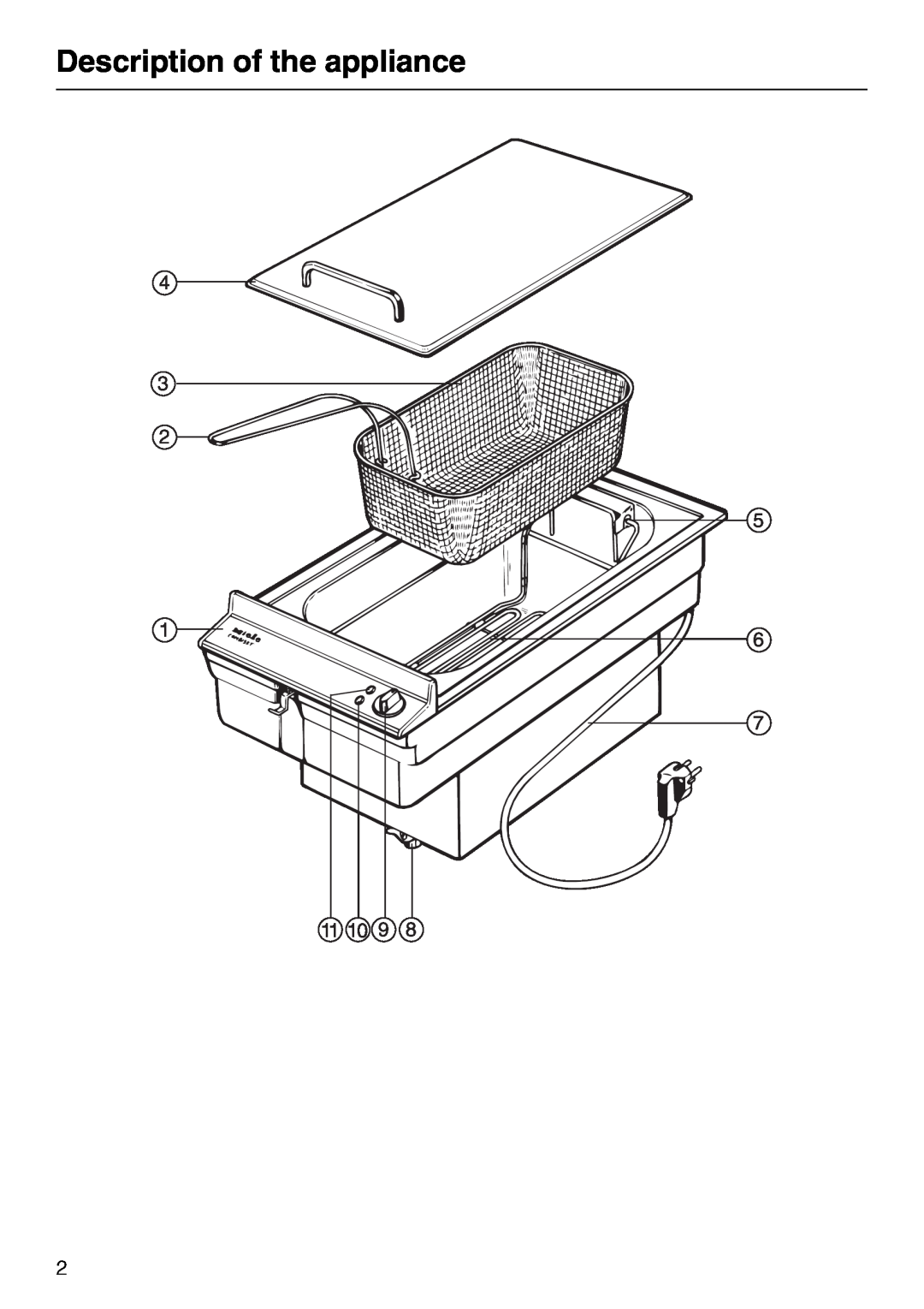 Miele KM89-2 manual Description of the appliance 