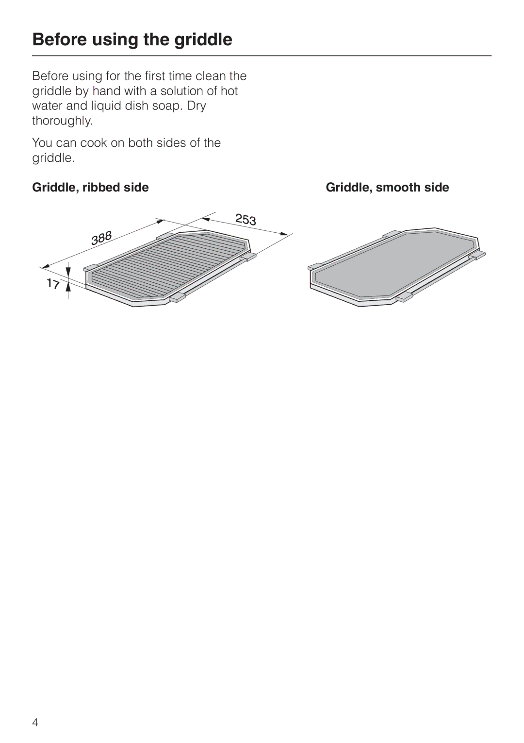 Miele KMGP 340 manual Before using the griddle 