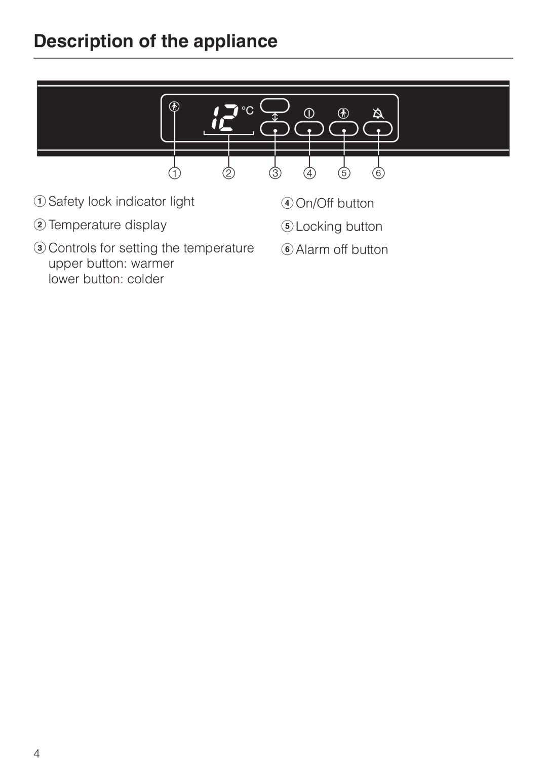 Miele KWL 4812 S, KWL 4612 S installation instructions Description of the appliance 