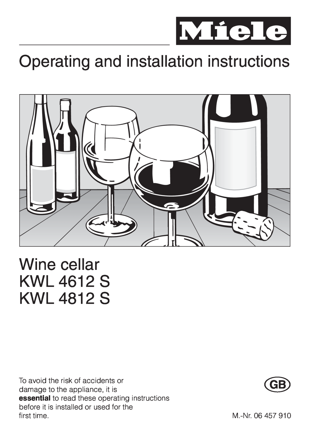 Miele installation instructions Operating and installation instructions, Wine cellar KWL 4612 S KWL 4812 S 