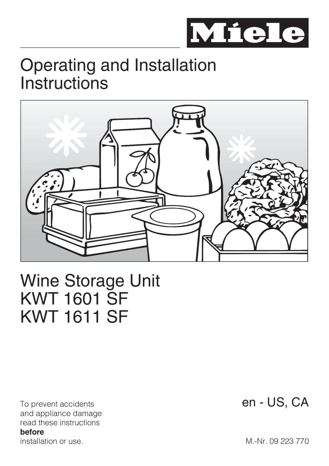 Miele KWT 1611 SF, KWT 1601 SF installation instructions En US, CA 