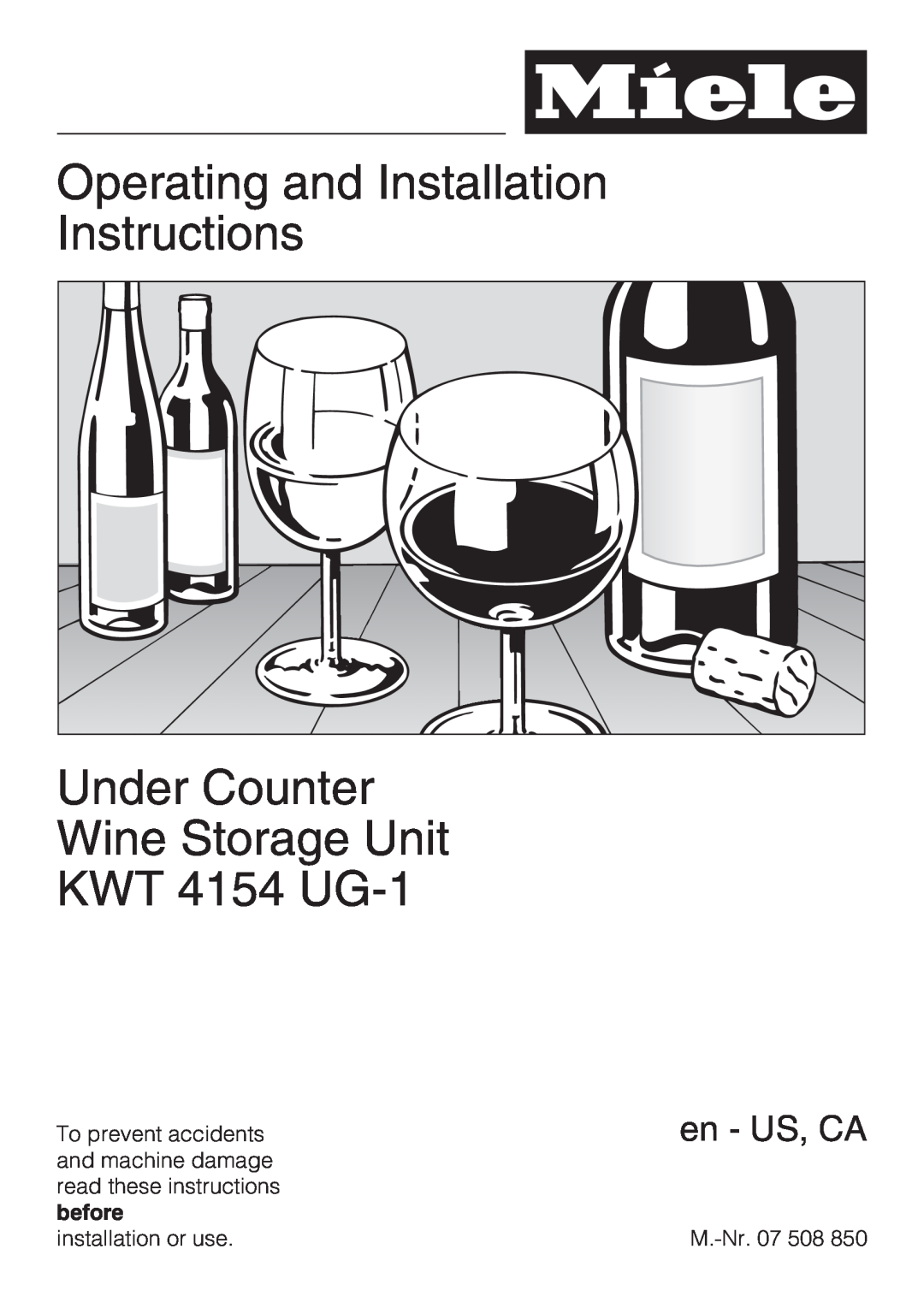 Miele KWT 4154 UG-1 installation instructions Operating and Installation Instructions, en - US, CA 