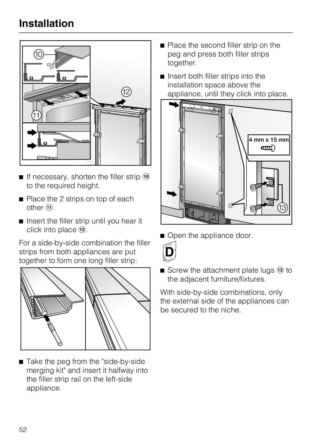 Miele KWT1611VI, KWT1601VI installation instructions Installation 