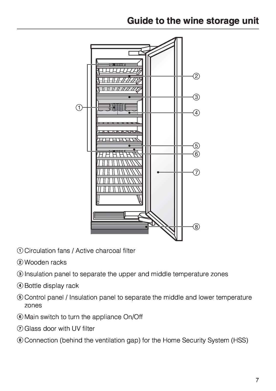 Miele KWT1601VI, KWT1611VI installation instructions Guide to the wine storage unit 