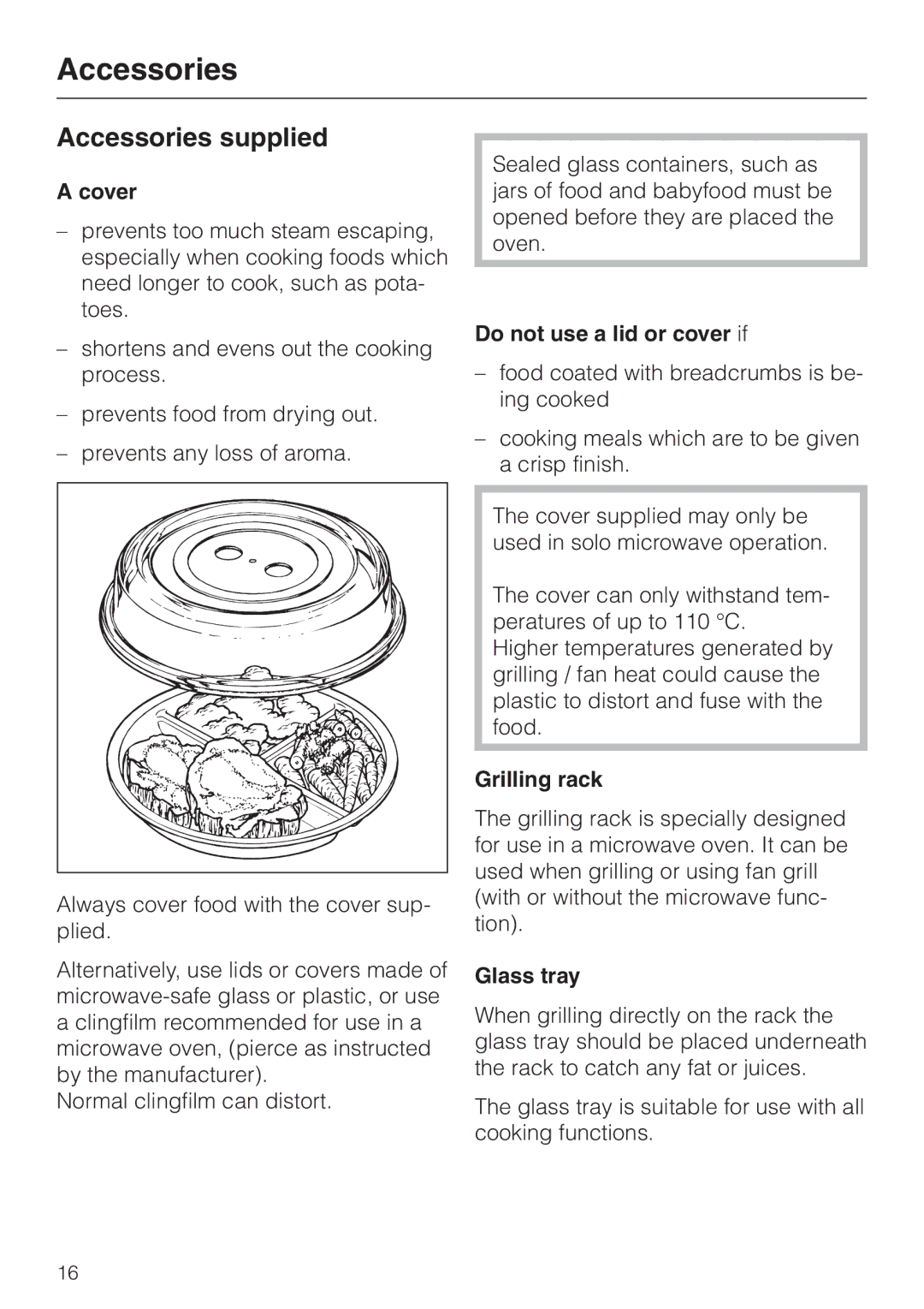 Miele M 635 EG manual Accessories supplied 