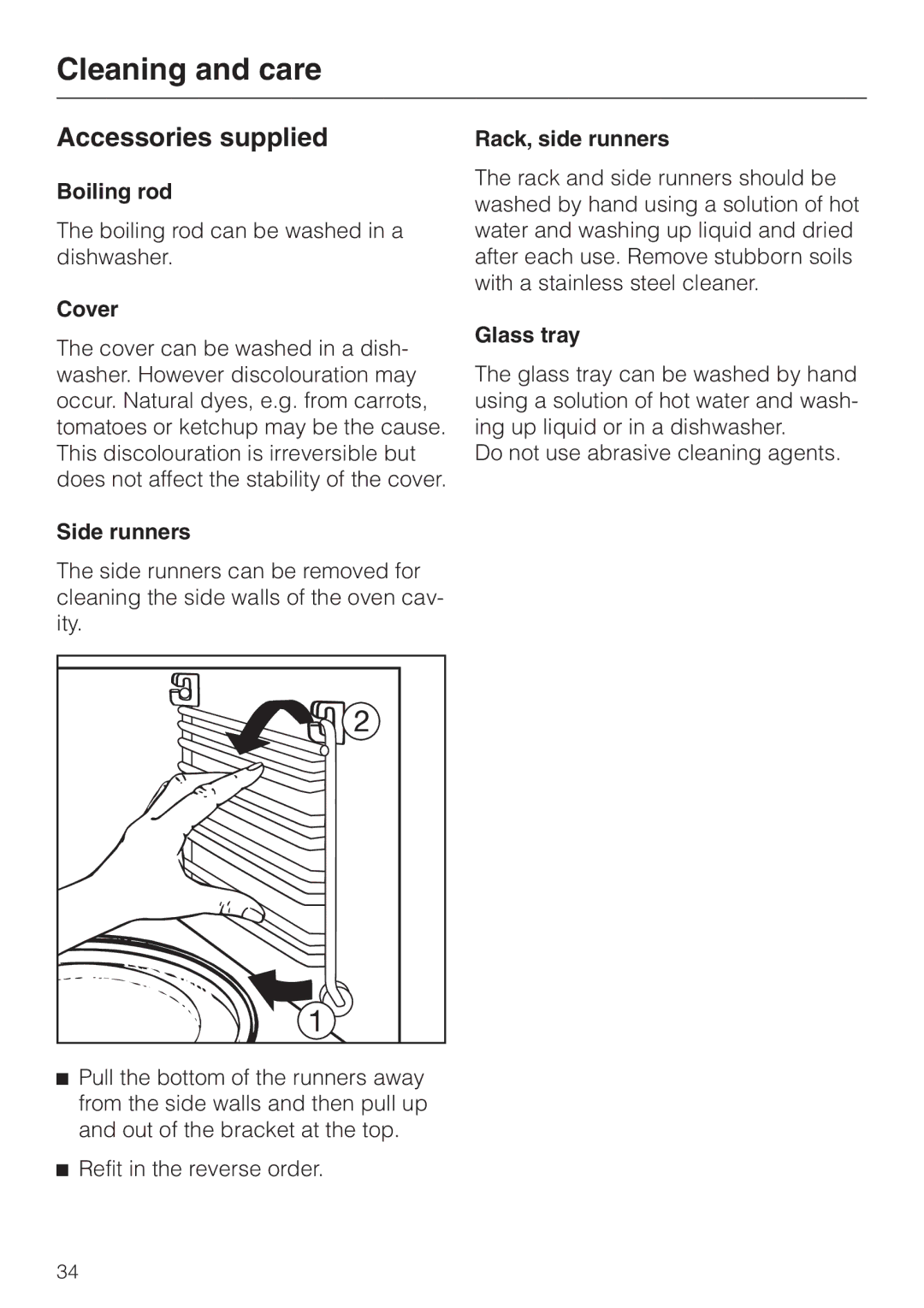 Miele M 635 EG manual Boiling rod, Side runners, Rack, side runners 