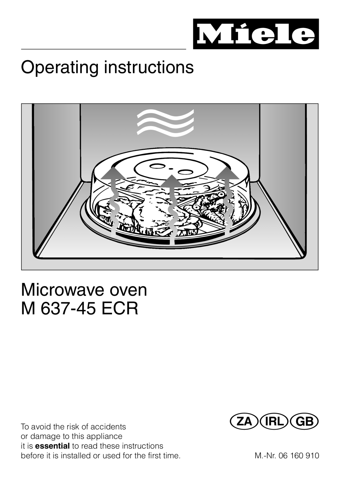 Miele M 637-45 ECR manual Operating instructions Microwave oven 637-45 ECR 